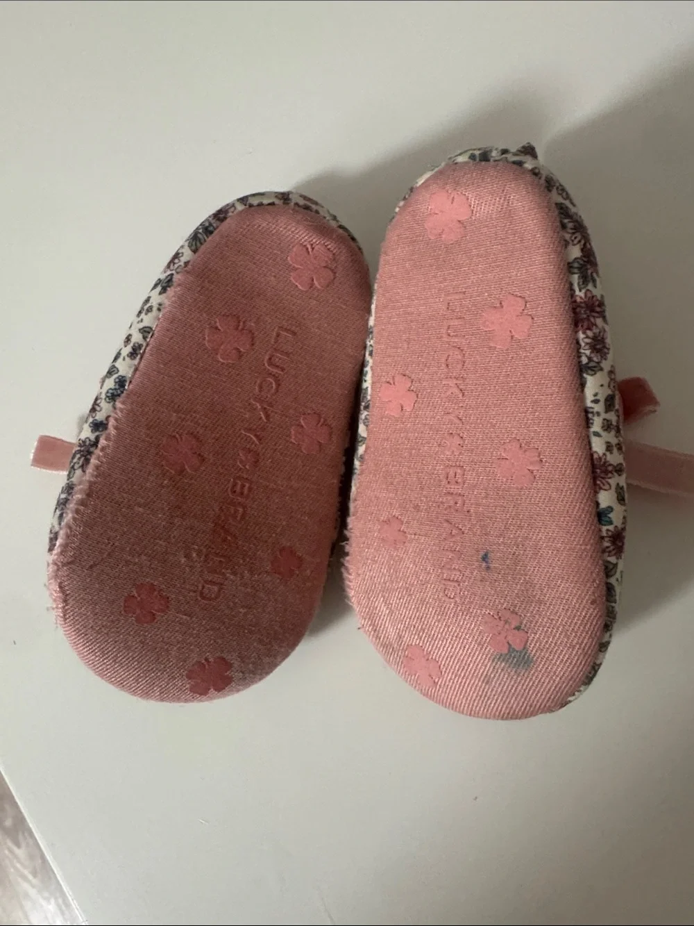 Lucky Brand Floral Baby Mary Janes with Pink Velvet Bow